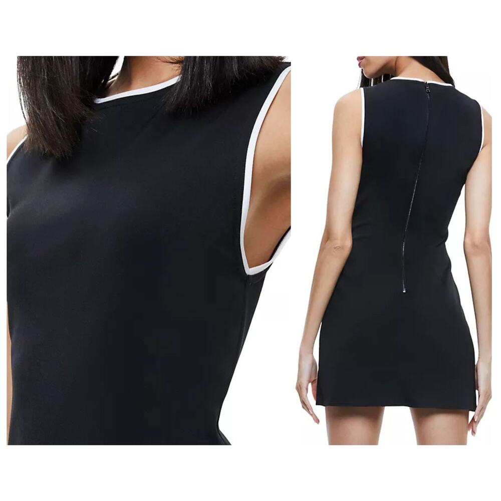 ALICE + OLIVIA Edris Contrast-Trim Sleeveless Minidress - Picture 4 of 10